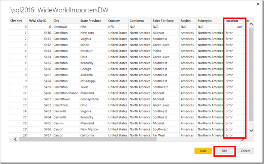 DataSource.Error: We don't support CLR type 'Microsoft.SqlServer.Types.SqlGeography'