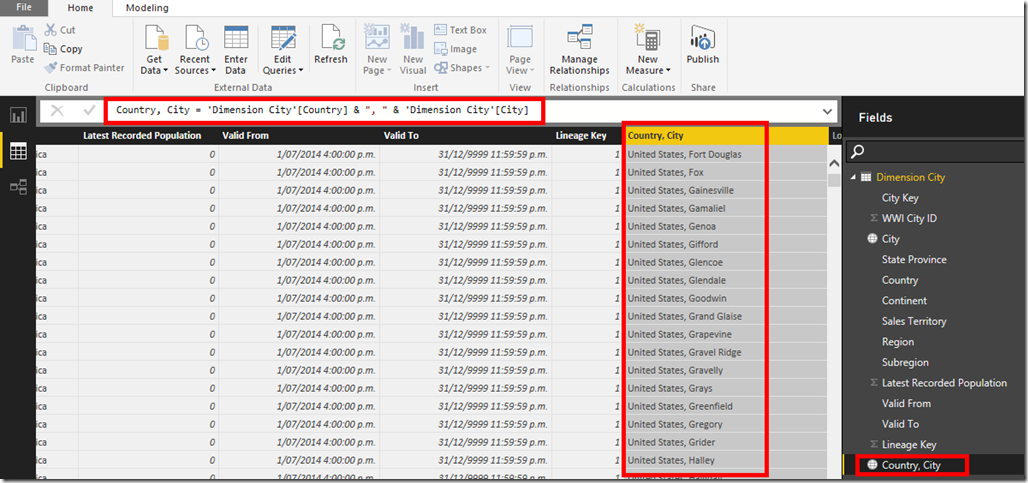Power BI Desktop Calculated Column