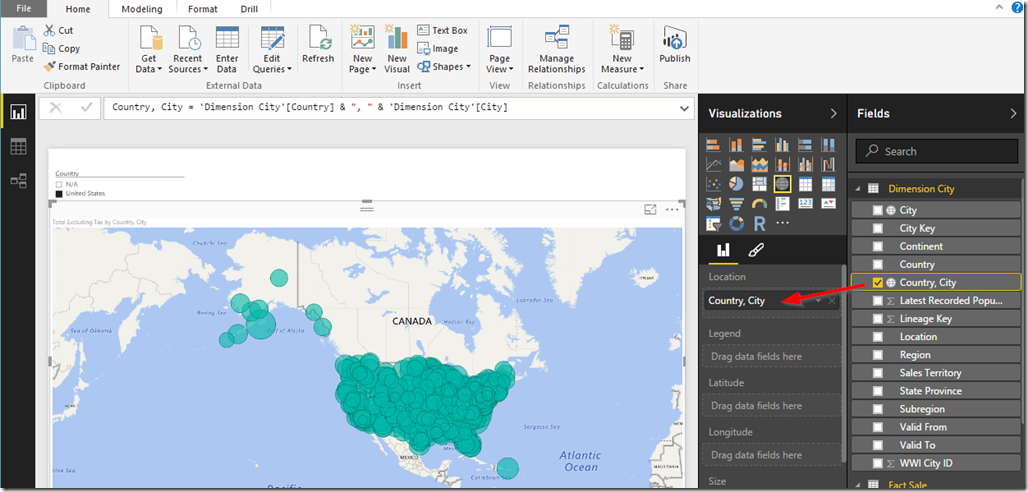 Power BI Desktop Map