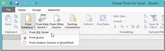 Excel 2016 Power Pivot Get Data
