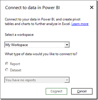 Shared data is NOT available in Power BI Publisher for Excel