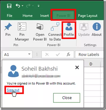 Power BI Publisher for Excel Switching Power BI Accounts