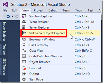 SQL Server Object Explorer Visual Studio