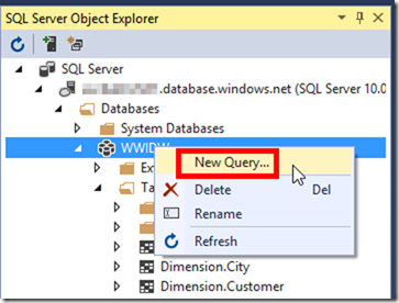 New Query in SSDT 2015