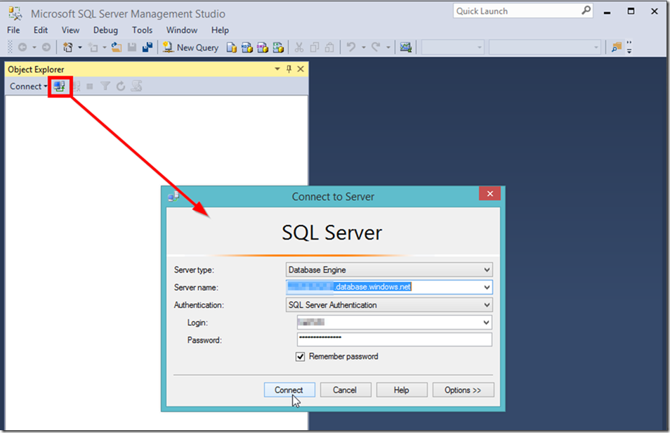 Connect to Azure SQL Data Warehouse in SSMS