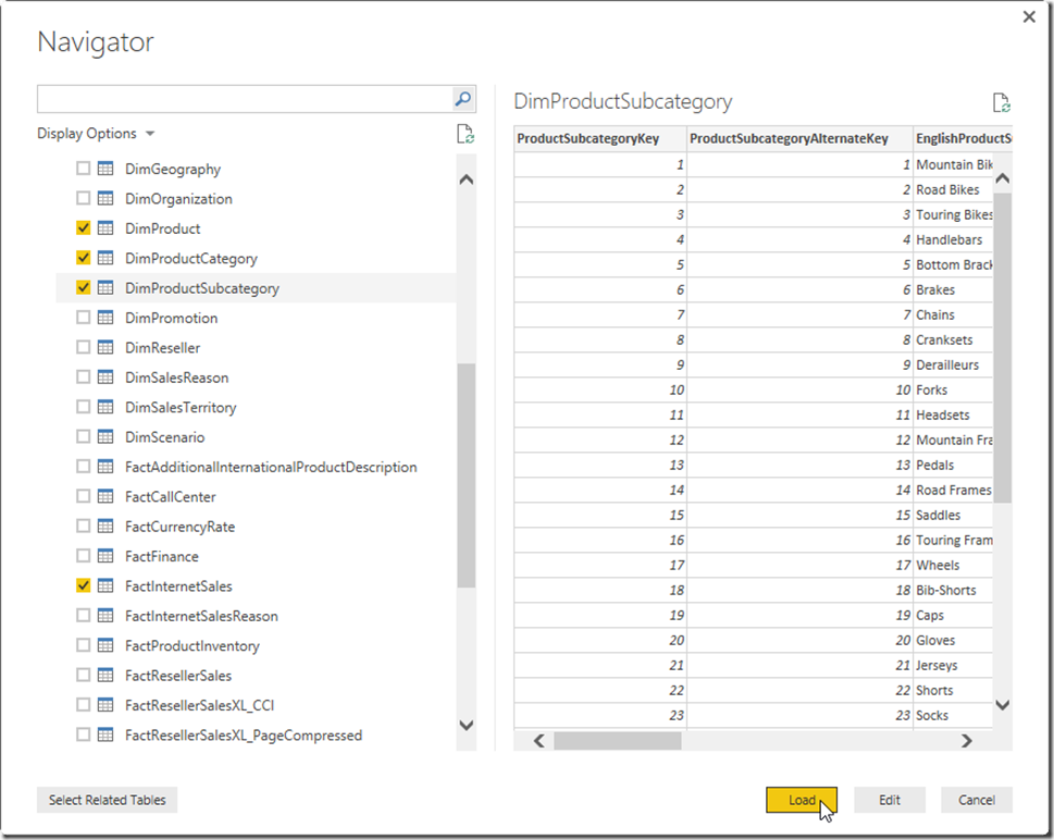 Power BI Desktop Loading Data into the Model