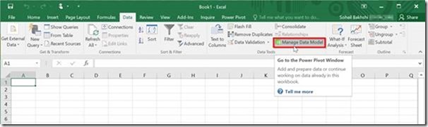 Excel 2016 Manage Data Model