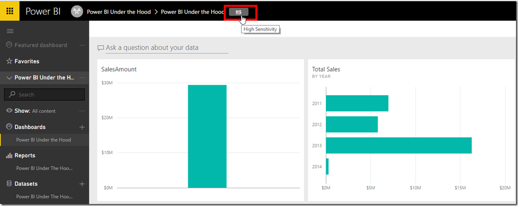 Power BI Change Dashboard Data Classification