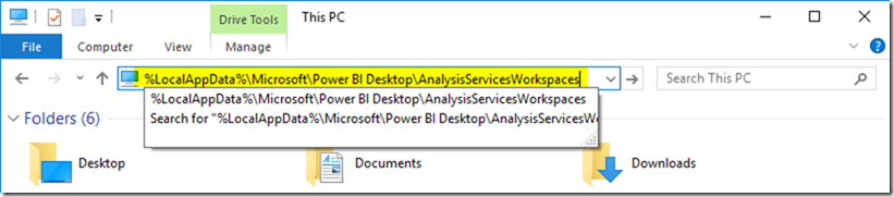 Power BI Desktop Temp Folder