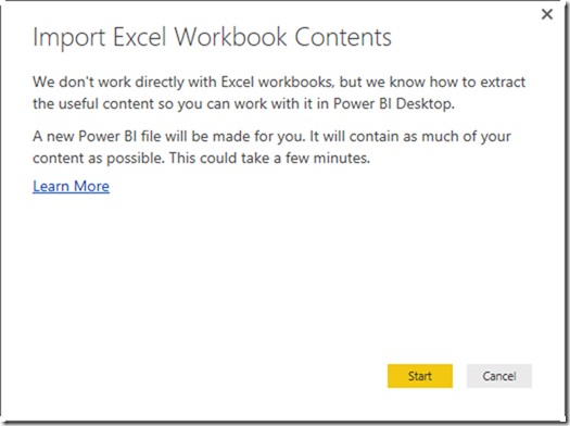 Power BI Desktop Import Excel Workbook Contents`