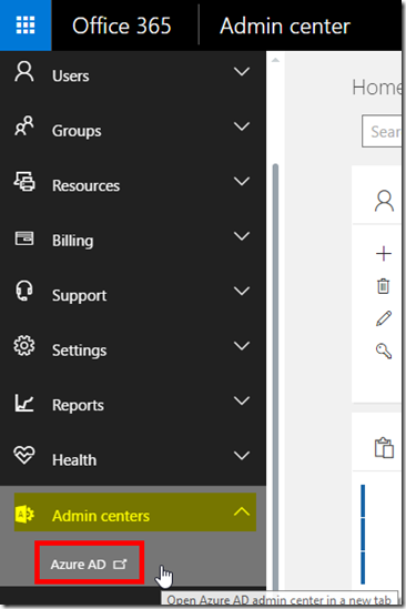 Office 365 Admin Centre Azure AD