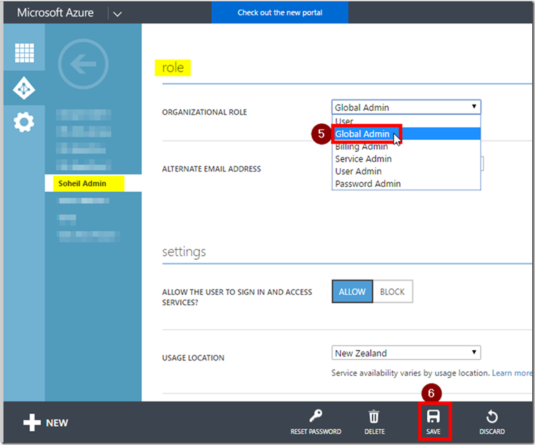 Office 365 Admin Centre Azure AD User Settings Global Admin