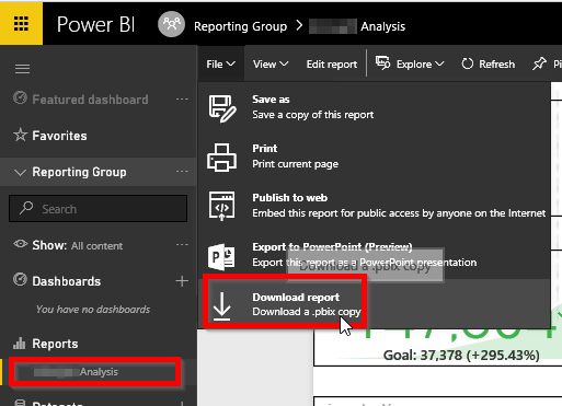 Download Report from Workspace on Power BI Service
