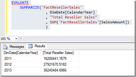 Writing DAX in SSMS