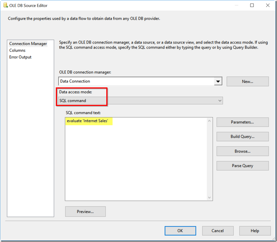 Running DAX Queries in SSIS