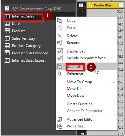 Duplicate a query in Power BI