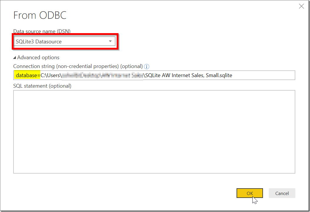 Import Data From ODBC to Power BI Using Connection String