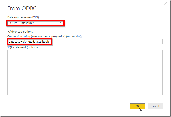Power BI and SQLite
