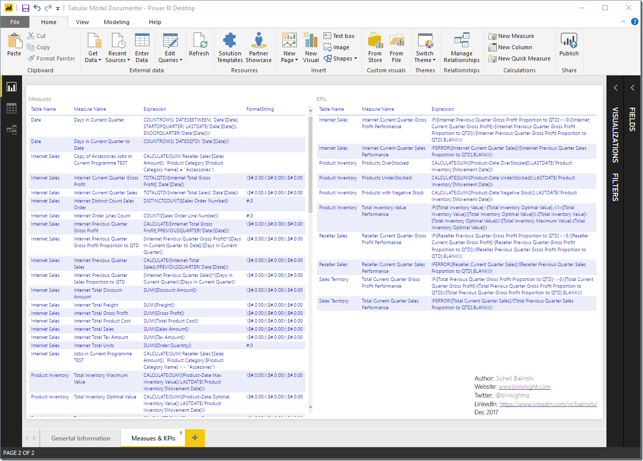 SSAS Tabular Model Documenter