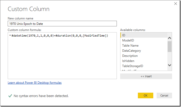 Convert Unix Epoch Timestamp to Date in Power BI