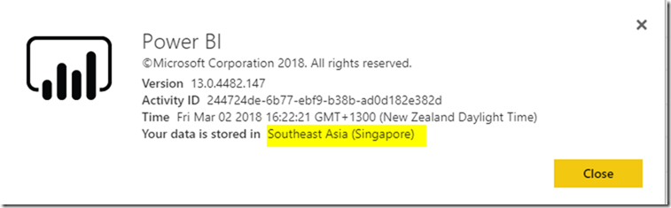 Power BI Service Data Centre Region