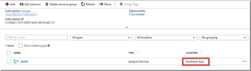Azure Analysis Services Region