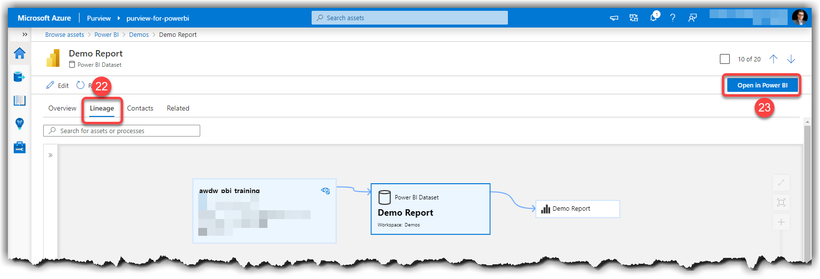 Lineage view in Azure Purview