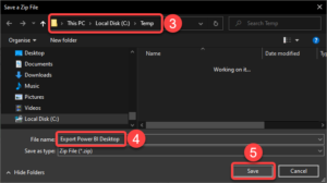 Select a Location to Store the Export Data