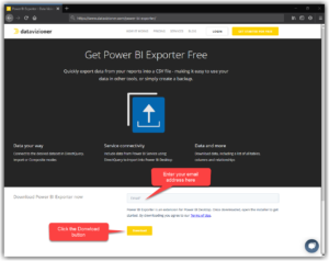 Downloading Power BI Exporter from Data Vizioner Website