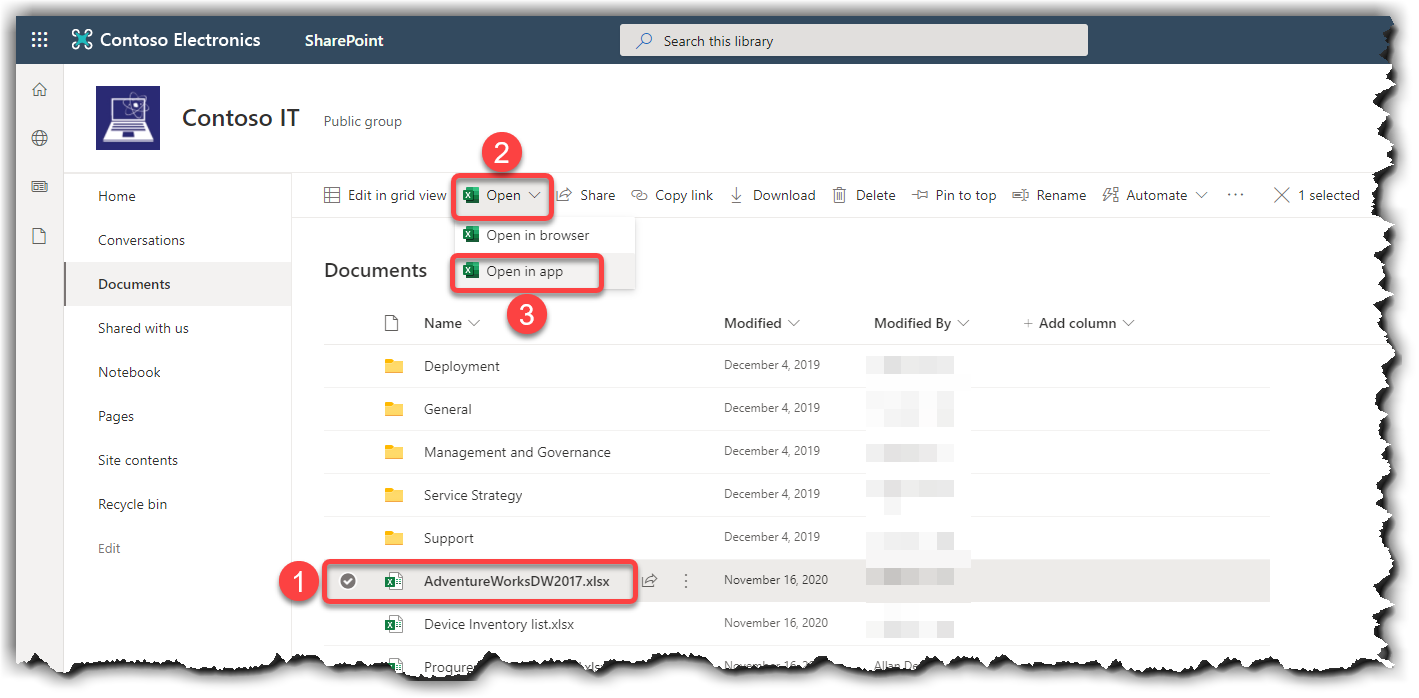 Opening Excel file from SharePoint Online in Excel Desktop App