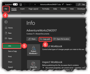Copying Excel Path from Excel Desktop App