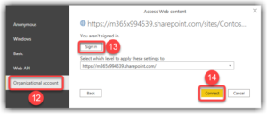 Passing credentials for an Organizational Account to access Excel date from SharePoint Online in Power BI Desktop