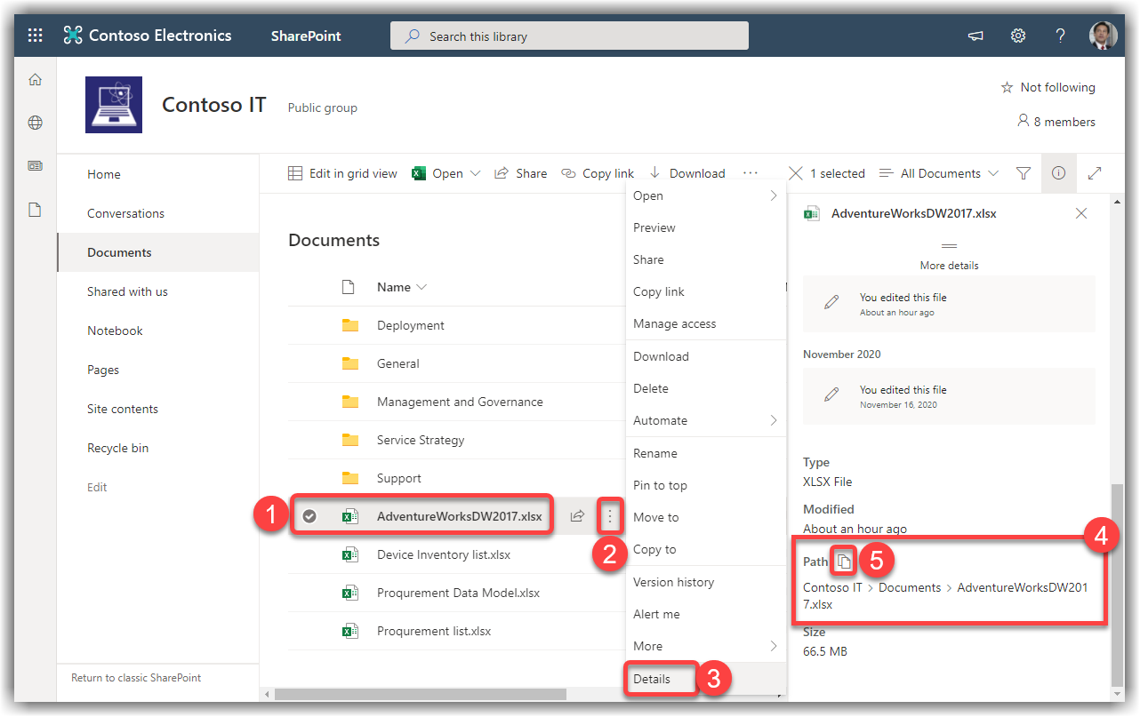 Copying Direct File Link from File Details in SharePoint Online