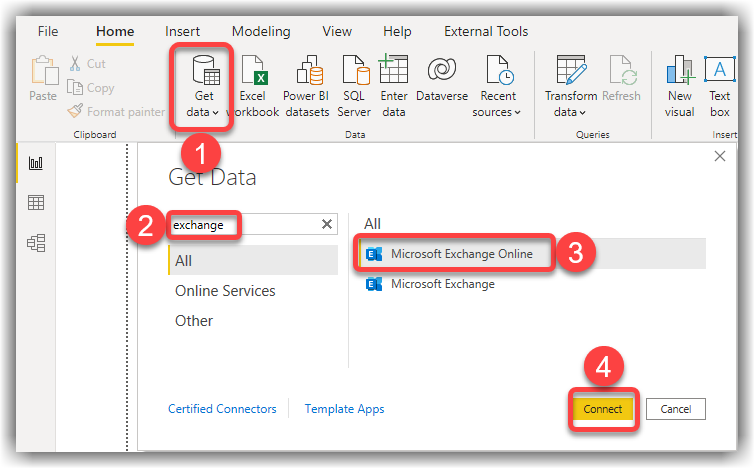 Power Query connection to Microsoft Exchange