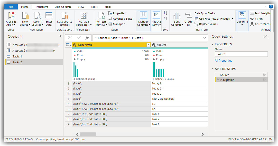 Power Query Connected to Multiple Microsoft Exchange Online Instances