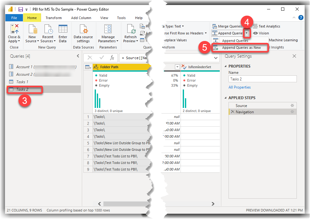 Appending Queries as a New Query in Power Query