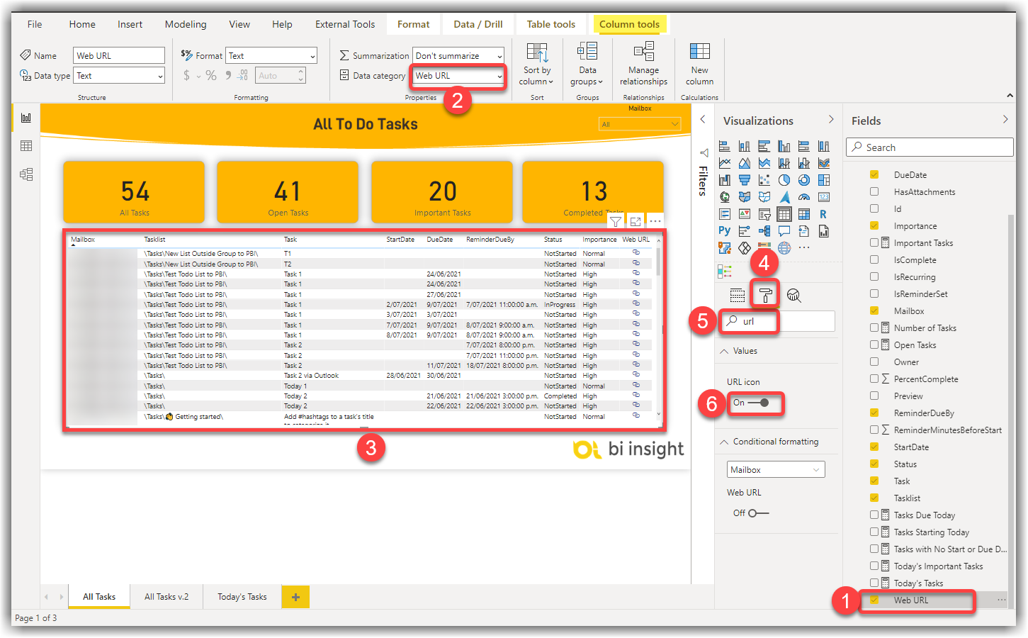 Showing URL Link in a Table Visual in Power BI