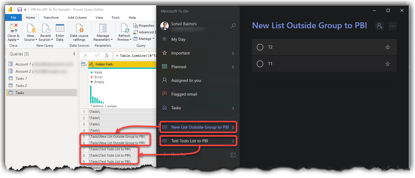 Comparing To Do Tasks with Extracted Data from Microsoft Exchange Online