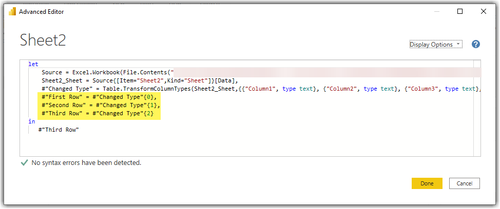 Power Query expressions in Advanced Editor in Power BI Desktop