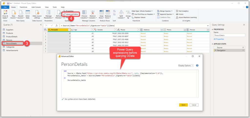 Advanced Editor in the Power Query Editor