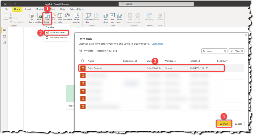 Connecting Live to a Power BI dataset from Power BI Desktop