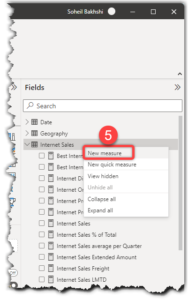 Creating a new report level measure in Power BI Desktop
