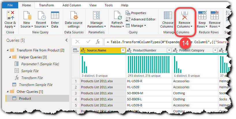 Removing Columns in Power Query Editor in Power BI