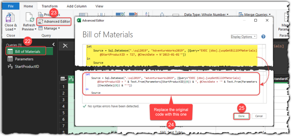 Referencing Parameters Table from the SQL Statements