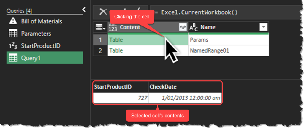 Viewing a cell's values in Power Query