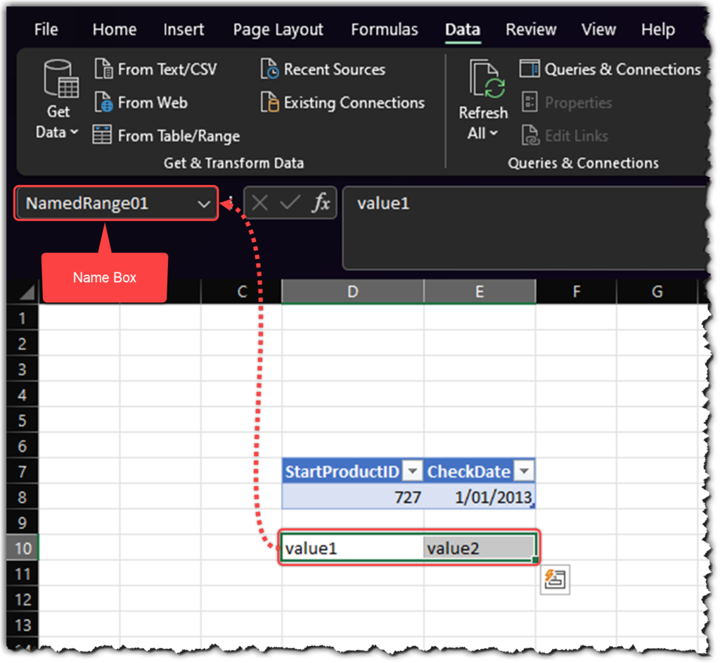 Creating Named Ranges in Excel