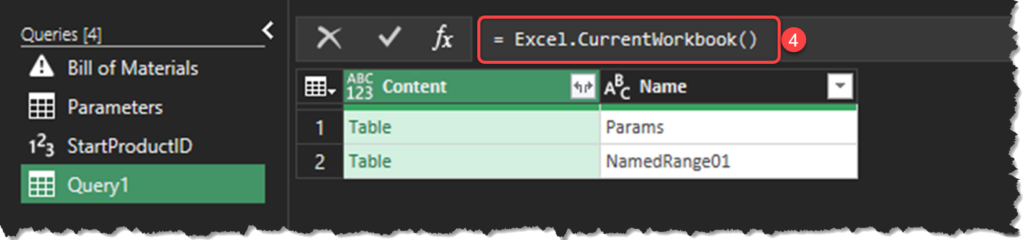 Using the Excel.CurrentWorkbook() Function in Power Query for Excel