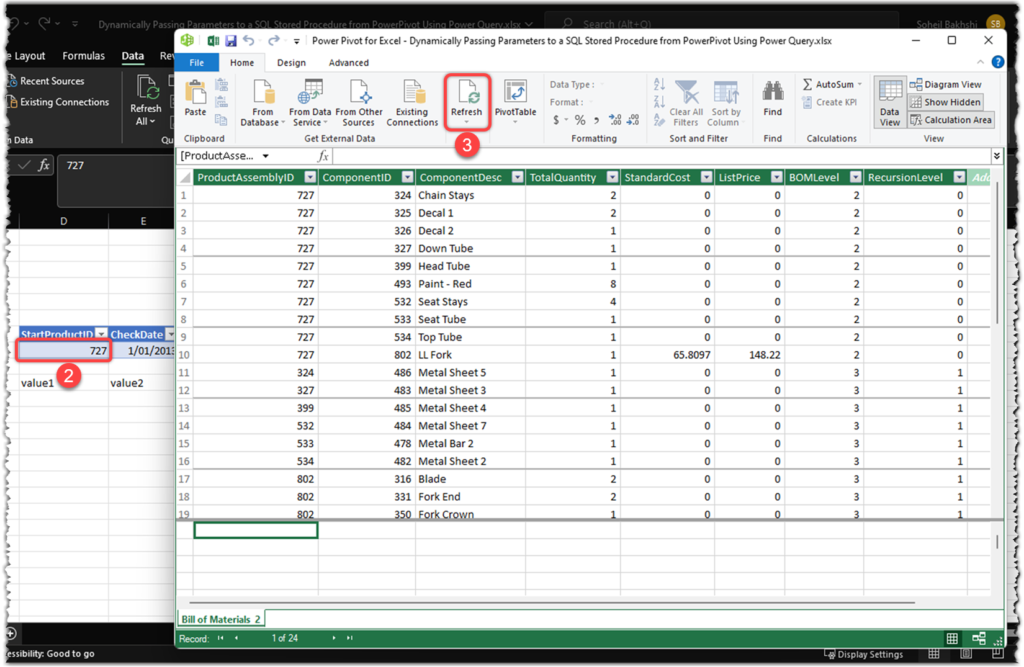 Refreshing the Data in PowerPivot in Excel