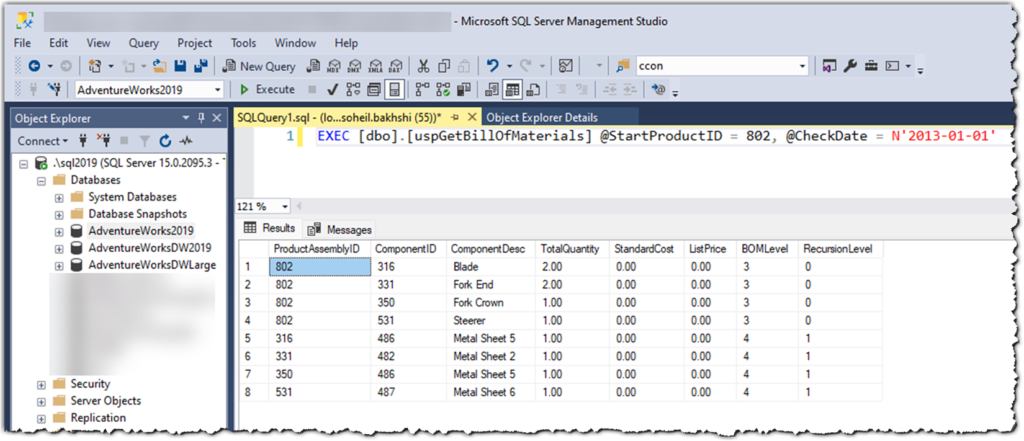 Reconciling the Results by Running the Query in SSMS