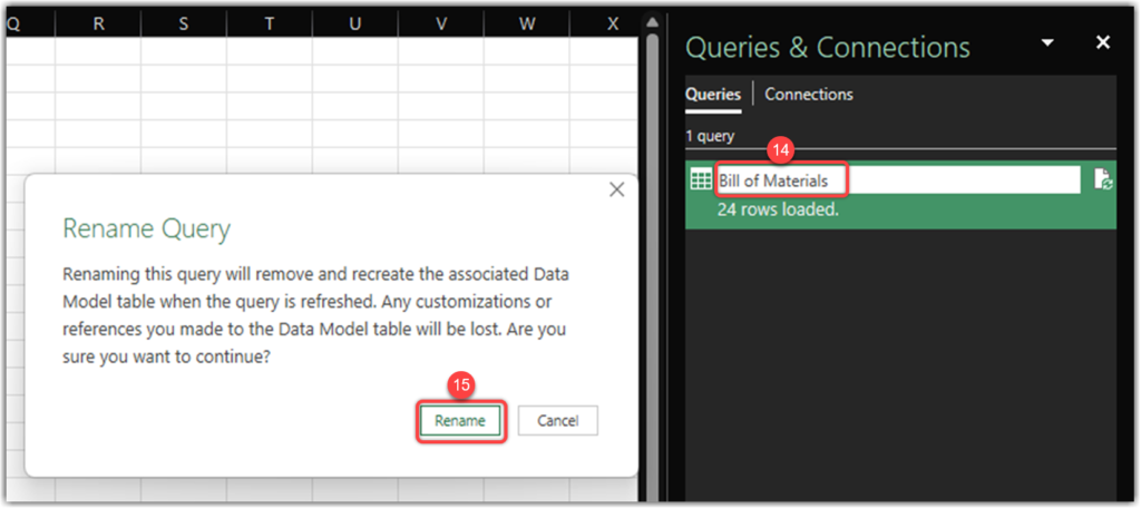 Renaming a Power Query query in Excel
